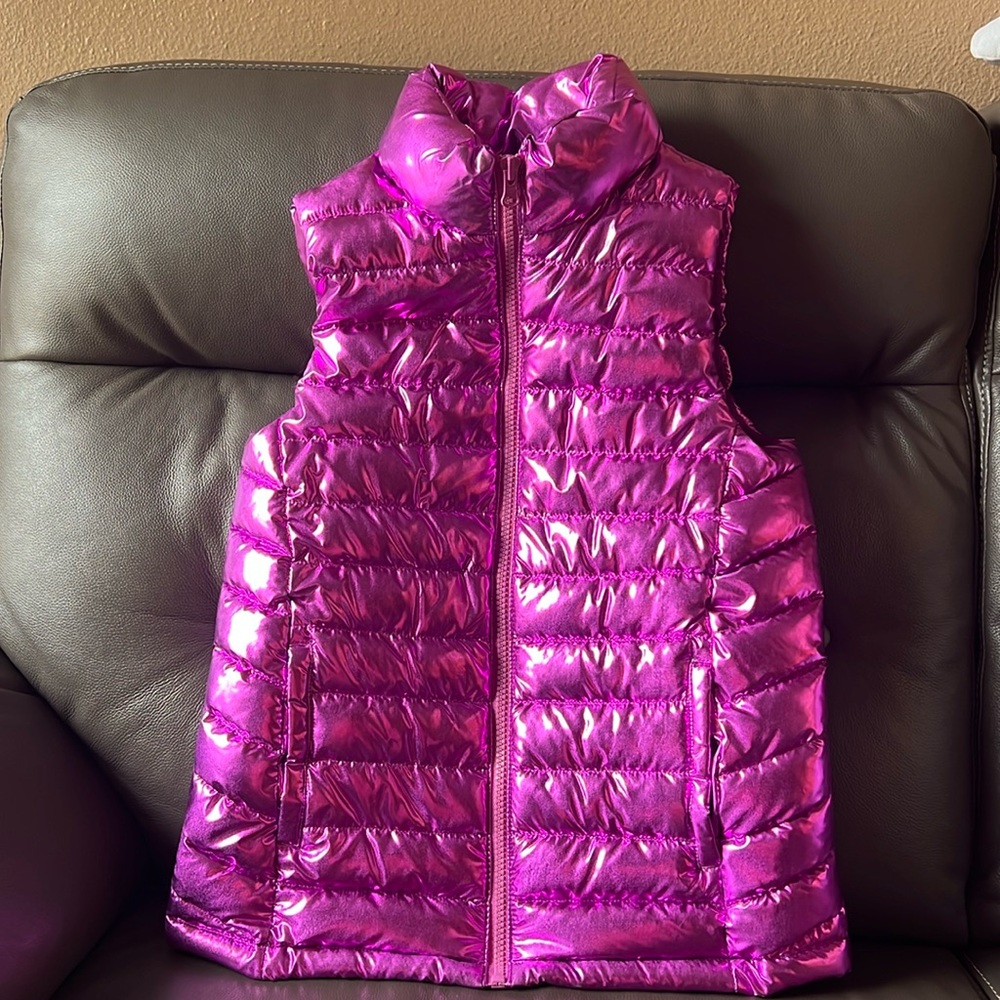 Girls Barbie Pink Shiny Fushia Vest Size Medium 8-10
